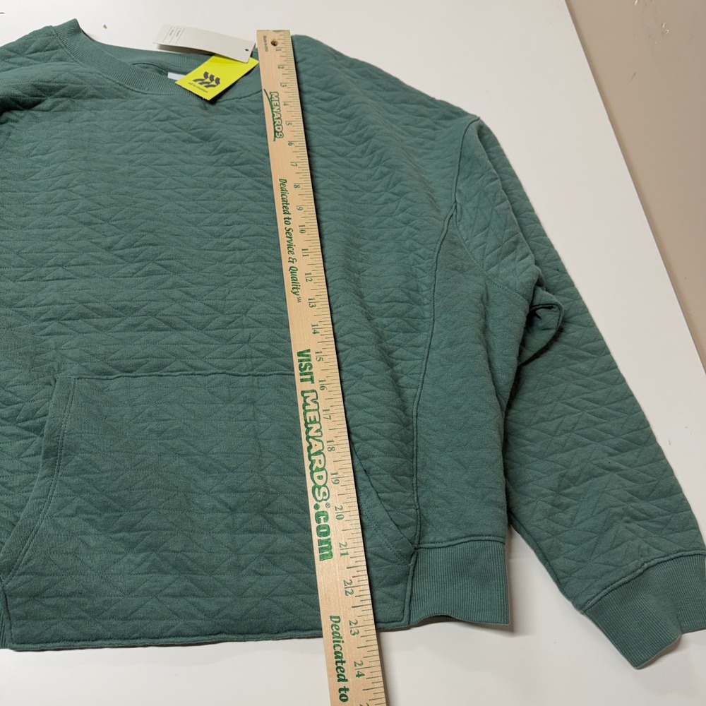 All in Motion Women's Quilted 100% Cotton Crewneck Sweatshirt Pocket Green - Picture 15 of 16